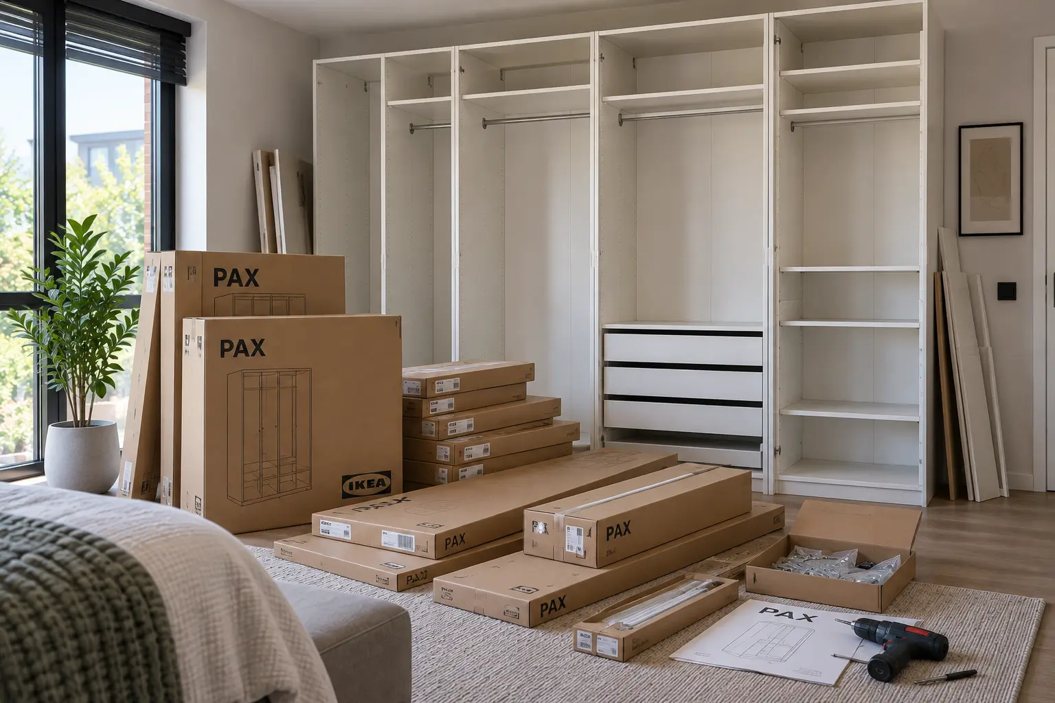 Bouwpakketmeubels klaar voor montage